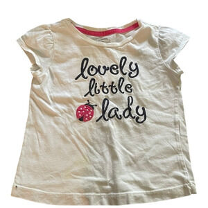 Gymboree 3T Short Sleeve White T-Shirt Lovely Little Lady Jersey Embroidered